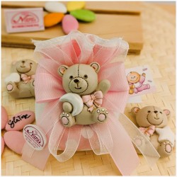 Bomboniera Battesimo bimba Calamita Orsetto rosa