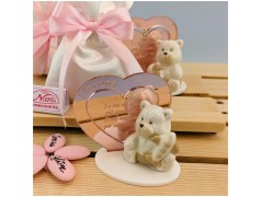 Bomboniera Battesimo Orsetto in porcellana con cuore personalizzato