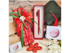 Bomboniera Laurea Ingegneria Meccanica Penna Rossa con ingranaggi