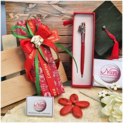 Bomboniera Laurea Penna Rossa con Applicazione Tocco