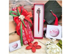 Bomboniera Laurea Penna Rossa con Ciondolo Corona d'Alloro