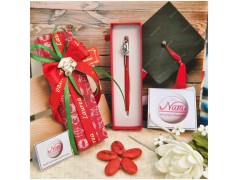 Bomboniera Laurea Medicina e Veterinaria Penna Rossa con Fonendoscopio