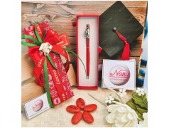 Bomboniera Laurea Medicina e Veterinaria Penna Rossa con Fonendoscopio