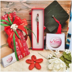 Bomboniera Laurea Medicina e Veterinaria Penna Rossa con Fonendoscopio