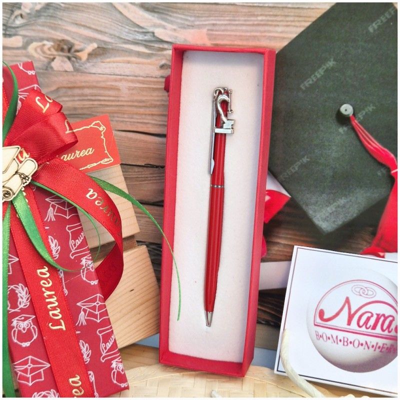 Bomboniera Laurea Biologia e Biotecnologie Penna Rossa con Microscopio