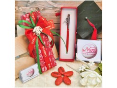 Bomboniera Laurea Architettura e Design Penna Rossa con Ciondolo Compasso