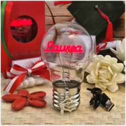 Bomboniera Laurea Lampada Led Scritta Luminosa con Ciondolo Tocco