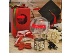 Bomboniera Laurea Lampada Led Scritta Luminosa con Ciondolo Tocco