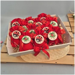 Bomboniera laurea Sacchettino portachiavi Coccinella quadrifoglio