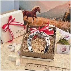 Bomboniera Tema Cavallo Ferro di Cavallo Argentato (Nastri Personalizzabili)