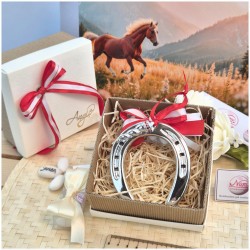 Bomboniera Tema Cavallo Ferro di Cavallo Argentato (Nastri Personalizzabili)