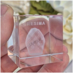 Bomboniera Cresima Lampada Cubo 3D Mitria - Base Led e Incisione Nome INCLUSA