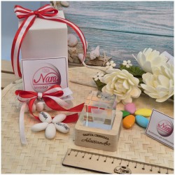 Bomboniera Cresima Lampada Cubo 3D Mitria - Base Led e Incisione Nome INCLUSA