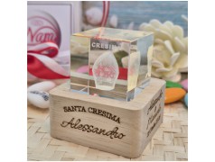 Bomboniera Cresima Lampada Cubo 3D Mitria - Base Led e Incisione Nome INCLUSA