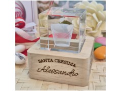 Bomboniera Cresima Lampada Cubo 3D Mitria - Base Led e Incisione Nome INCLUSA