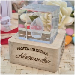 Bomboniera Cresima Lampada Cubo 3D Mitria - Base Led e Incisione Nome INCLUSA