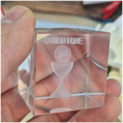 Bomboniera Comunione Lampada Cubo 3D Calice - Base Led e Incisione Nome INCLUSA