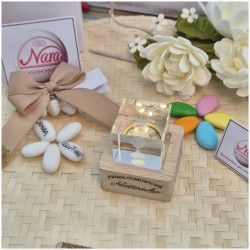 Bomboniera Comunione Lampada Cubo 3D Calice - Base Led e Incisione Nome INCLUSA