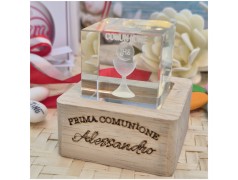 Bomboniera Comunione Lampada Cubo 3D Calice - Base Led e Incisione Nome INCLUSA