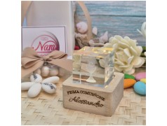 Bomboniera Comunione Lampada Cubo 3D Calice - Base Led e Incisione Nome INCLUSA