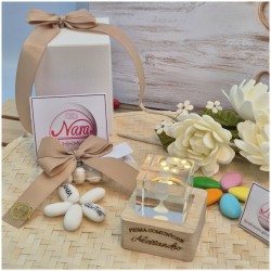 Bomboniera Comunione Lampada Cubo 3D Calice - Base Led e Incisione Nome INCLUSA