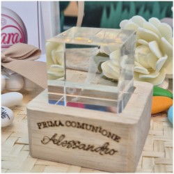 Bomboniera Calcio Lampada Cubo 3D calciatore - Base Led e Incisione Nome INCLUSA