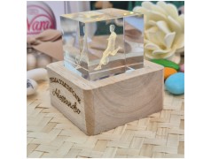 Bomboniera Calcio Lampada Cubo 3D calciatore - Base Led e Incisione Nome INCLUSA