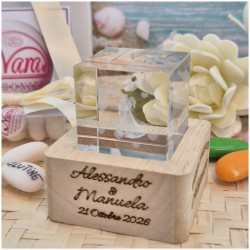 Bomboniera Matrimonio Lampada Cubo 3D Sposi - Base Led e Incisione Nome INCLUSA