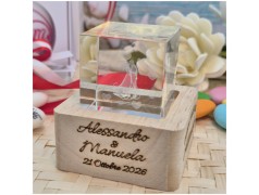Bomboniera Matrimonio Lampada Cubo 3D Sposi - Base Led e Incisione Nome INCLUSA