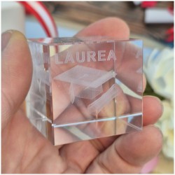 Bomboniera Laurea Lampada Cubo 3D Tocco - Base Led e Incisione Nome INCLUSA