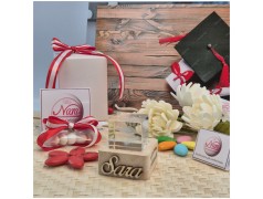 Bomboniera Laurea Lampada Cubo 3D Tocco - Base Led e Incisione Nome INCLUSA