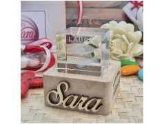 Bomboniera Laurea Lampada Cubo 3D Tocco - Base Led e Incisione Nome INCLUSA