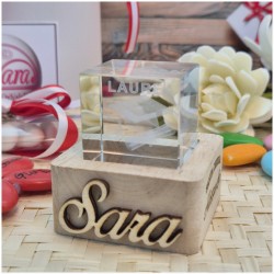 Bomboniera Laurea Lampada Cubo 3D Tocco - Base Led e Incisione Nome INCLUSA