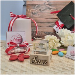 Bomboniera Laurea Lampada Cubo 3D Tocco - Base Led e Incisione Nome INCLUSA