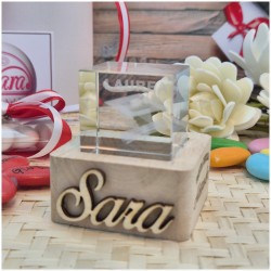 Bomboniera Laurea Lampada Cubo 3D Tocco - Base Led e Incisione Nome INCLUSA