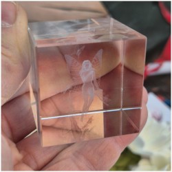 Bomboniera Comunione Bambina Lampada Cubo 3D Fatina - Base Led e Incisione Nome INCLUSA