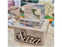 Bomboniera Comunione Bambina Lampada Cubo 3D Fatina - Base Led e Incisione Nome INCLUSA