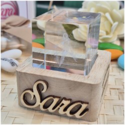 Bomboniera Comunione Bambina Lampada Cubo 3D Fatina - Base Led e Incisione Nome INCLUSA