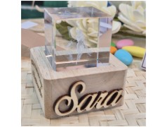 Bomboniera Comunione Bambina Lampada Cubo 3D Fatina - Base Led e Incisione Nome INCLUSA