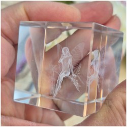 Bomboniera Comunione Bambina Lampada Cubo 3D Fatina - Base Led e Incisione Nome INCLUSA