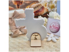 Bomboniera Comunione Croce Calice albero della vita in Pietra Leccese e Marmo vista dal dietro