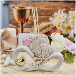 Bomboniera Comunione Calice Profumatore in Pietra Leccese e Marmo con nome personalizzato