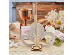 Bomboniera Comunione Calice Profumatore in Pietra Leccese e Marmo con nome personalizzato dietro