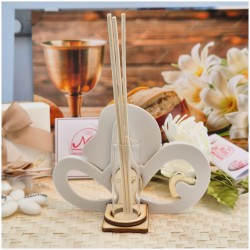 Bomboniera Comunione Calice Profumatore in Pietra Leccese e Marmo con nome personalizzato dietro