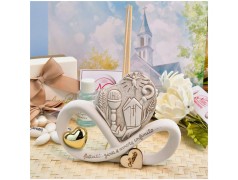 Bomboniera Comunione e Cresima Profumatore Calice e Mitria in Pietra Leccese e Marmo con nome personalizzato