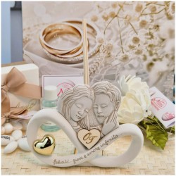 Bomboniera Matrimonio Profumatore Coppia in Pietra Leccese e Marmo con iniziali personalizzate