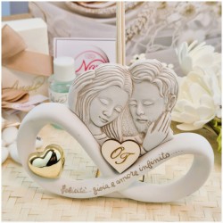 Bomboniera Matrimonio Profumatore Coppia in Pietra Leccese e Marmo con iniziali personalizzate