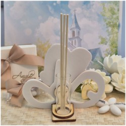 Bomboniera Cresima Profumatore Mitria in Pietra Leccese e Marmo con iniziali personalizzate dietro