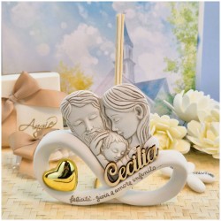 Bomboniera Battesimo profumatore infinito Sacra Famiglia in Pietra Leccese