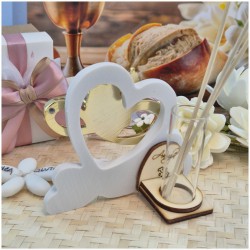 Bomboniera Comunione Calice oro Profumatore in Pietra Leccese e Marmo con nome personalizzato dietro